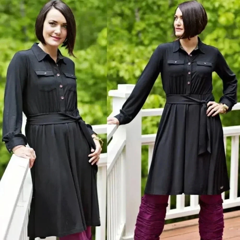 Matilda Jane Paint By Numbers Ink Blot Dress Small Long Sleeve Hemmed 35” Length - Picture 1 of 8